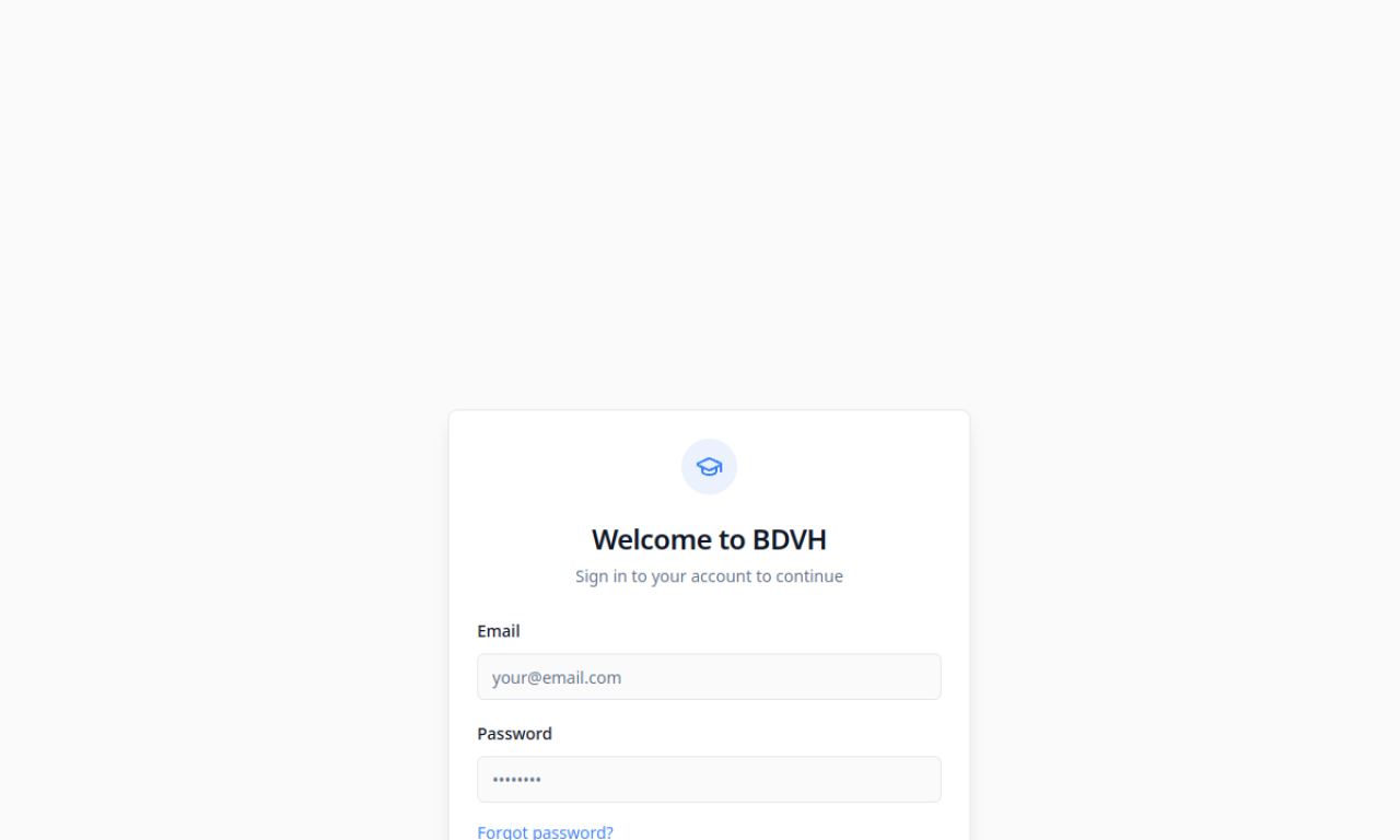 BDVH Platform screenshot